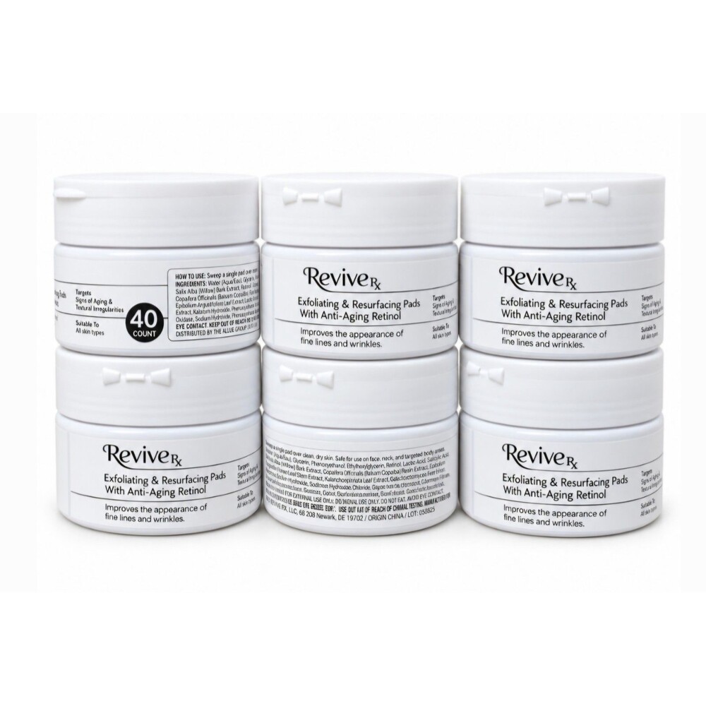 240 Revive Rx Exfoliating & Resurfacing Wipes Anti-Aging Retinol (6 jars of 40)